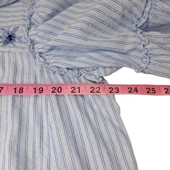 Westport Blue White Pullover Striped Short Ruffle‎ Sleeve Cotton Top Size 1X - Picture 11 of 12